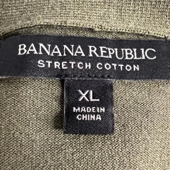 Banana Republic Stretch Cotton Sweater Womens XL Olive Green Short Sleeve - Picture 3 of 5